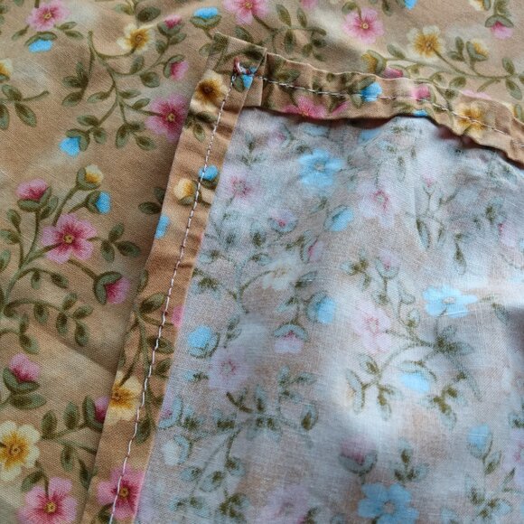 Vintage Tablecloth Homesewn Ditsy Pink Yellow Blue Flowers Country Floral - Picture 3 of 8